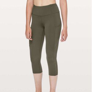 Lululemon Fast & Free Crop II *Nulux 19" Dark Olive